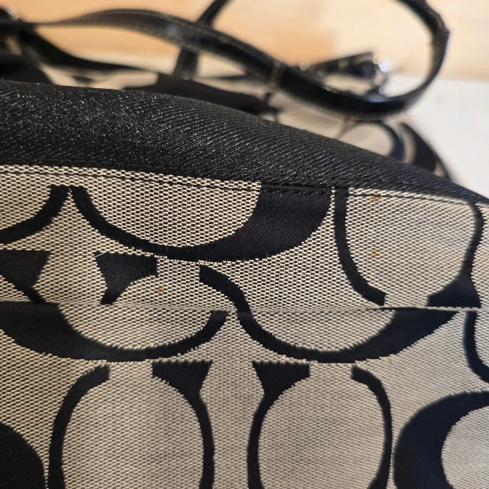 Coach Bag Lurex Signature C X Large Black Gray F19202 Canvas Diaper Tote Travel
